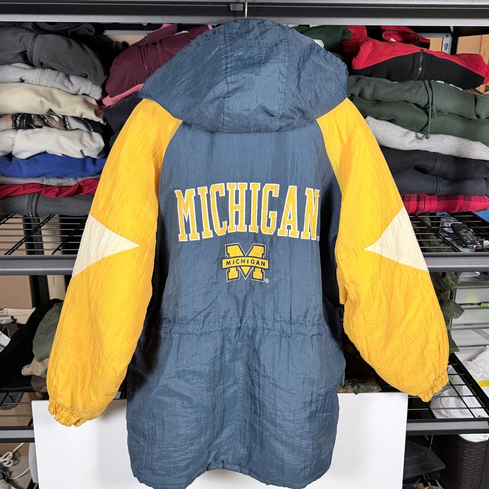 Vintage 90's Michigan Wolverines Logo 7 Jacket Mens XLarge Blue Yellow Coat - Picture 3 of 7
